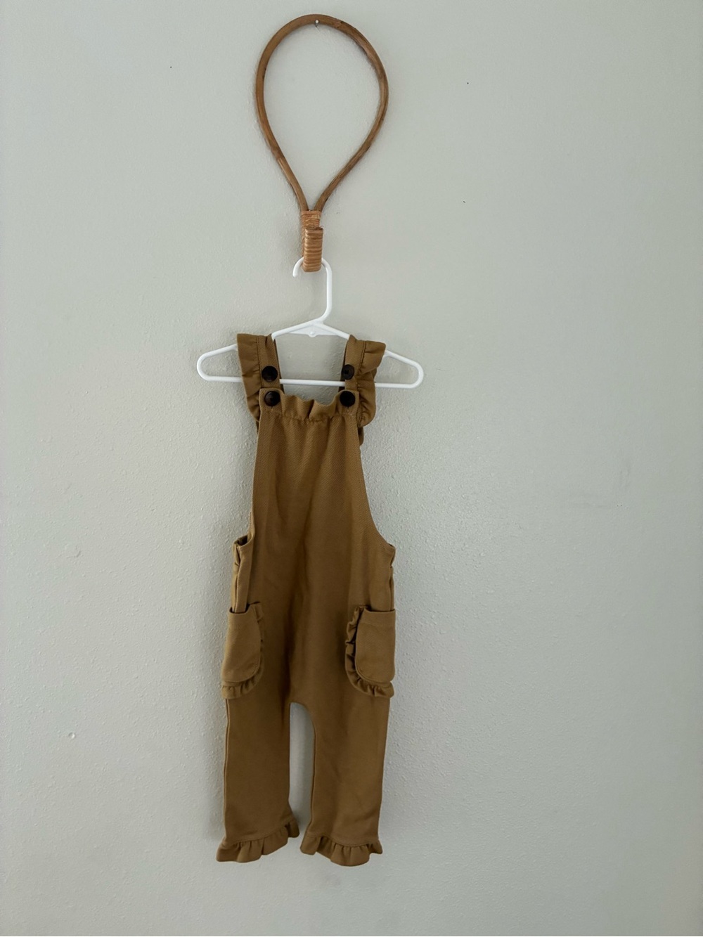 Milkbarn Rust Denim Ruffle Overalls